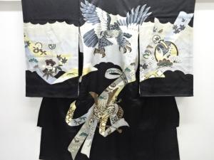 鷹に束ね熨斗模様男児着物